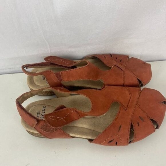 Earth Origins Birdine Leather Orange Casual Round Toe Sandals 9M - Picture 2 of 6
